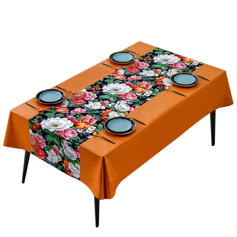 Flowering Tablecloth Waterproof, Oil-Proof And Anti-Scalding Rectangular Coffee Table Cloth Pvc Tablecloth Table Mat