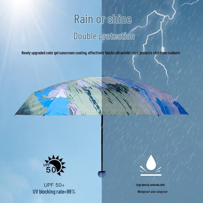Přenosný deštník s potiskem olejomalby a UV ochranou