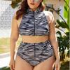 Plus Size Swimwear Women Sexy Printed Bikini Large Split Swimsuit Two Piece High Waist Bathing Suit 2XL-5XL