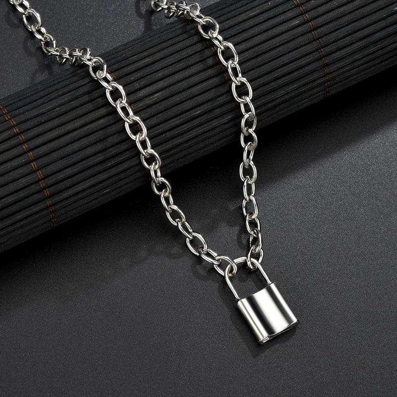 SUMENG 2024 New Fashion Silver Color PadLock Pendant Necklaces Link Chain Lock Femme Collar For Women Men Gifts