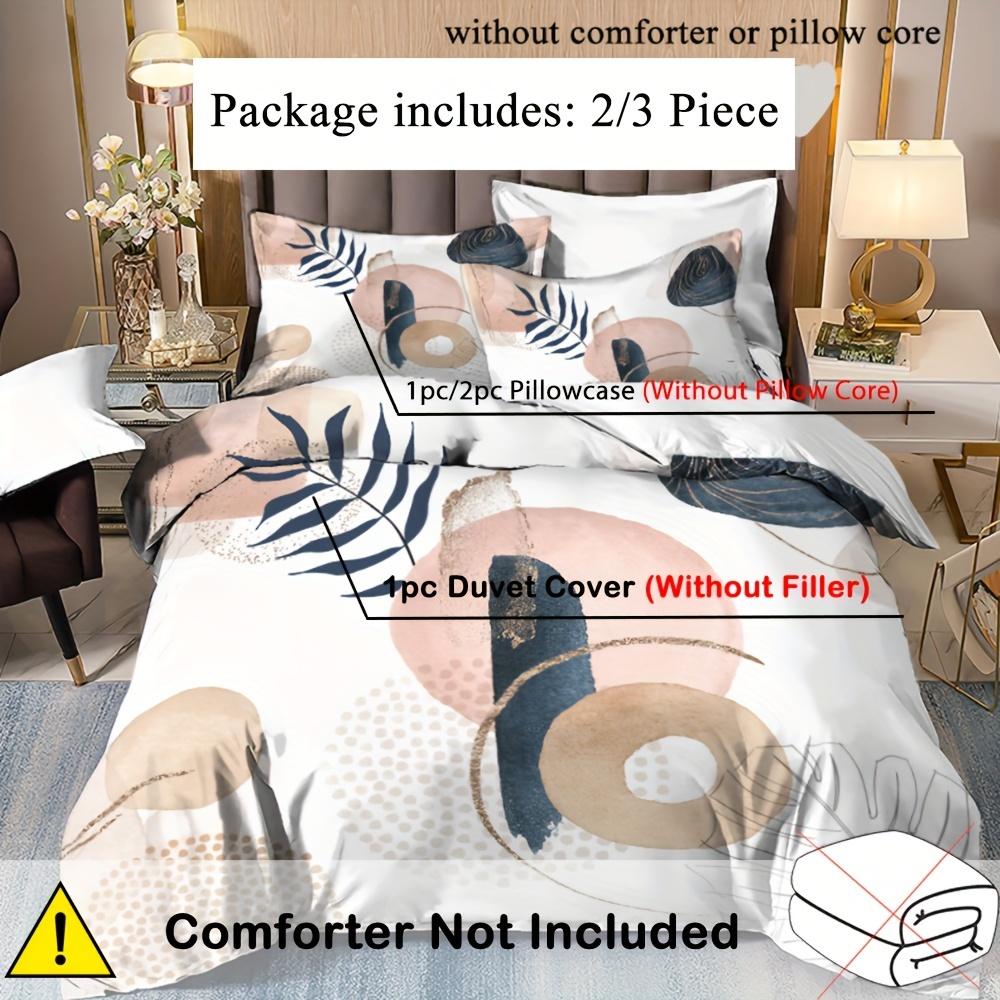2/3pcs Duvet Cover Set (1 Duvet Cover + 1/2 Pillowcase, Without Core), 3D Simple Elegant Art Blue and Pink and Yellow Stitching