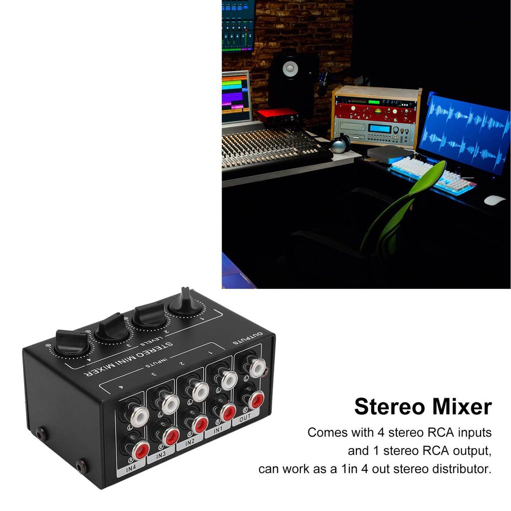 Keenso Stereo Line Portable Passive Audio Mini Line Mixer for and Tablets Mixer, 4-Channel Computers, Phones,
