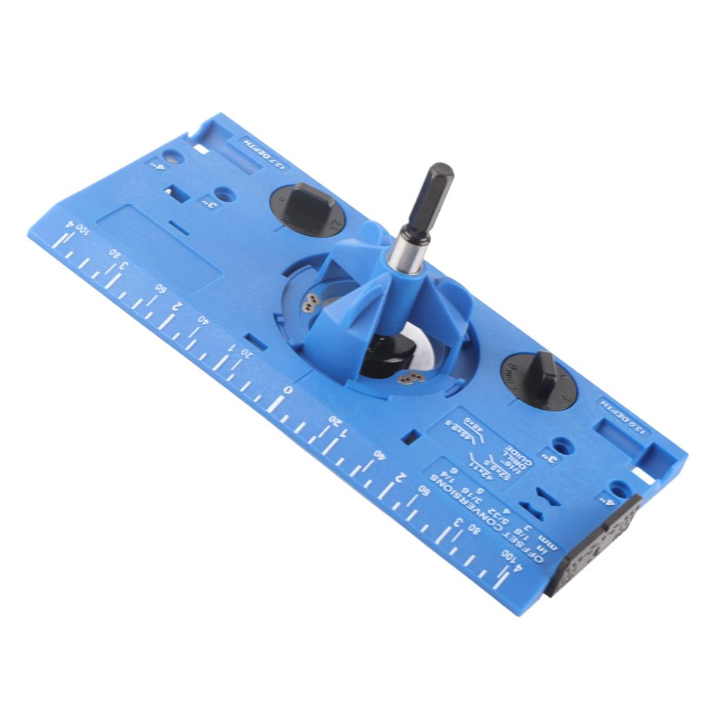 35mm Hinge Boring Jig Woodworking Hinge Hole Drilling Guide Locator with Cutter and 116in Bit Blue