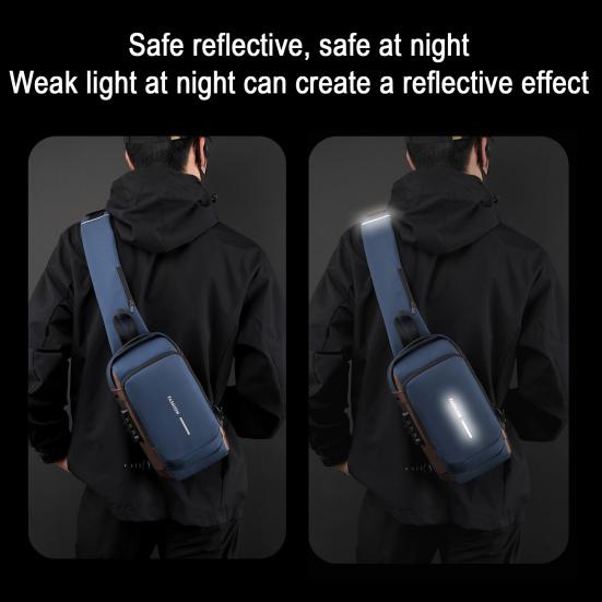 Anti-theft Crossbody Bag Shoulder Backpack with USB Charging Port Waterproof Sports Sling with Lock for Men And Women Travel Camping Daily Use