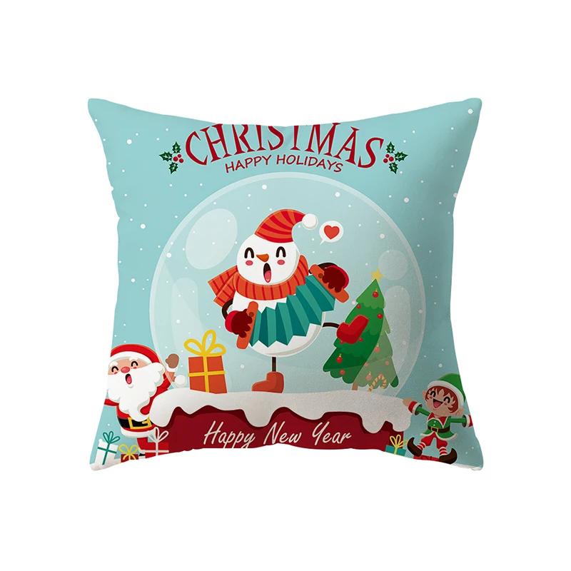 Merry Christmas Cute Santa Claus Print Pattern Cushion Cover Home Living Room Sofa Decoration Square Pillow