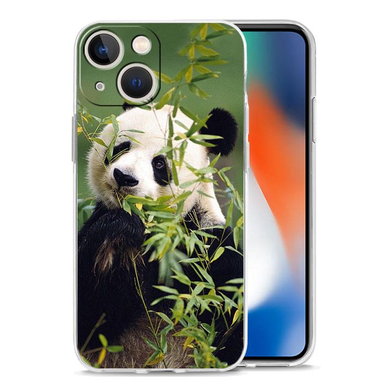 Phone Case For iPhone 15 14 13 12 Mini 11 Pro Max XS X XR 7 8 Plus Clear Shockproof Silicone TPU Cover Fubao panda