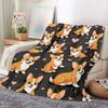 Corgi Flannel Blanket - for Sofa, Travel, Bed, Camping, Office, Decoration, Comfort and Warmth - Christmas