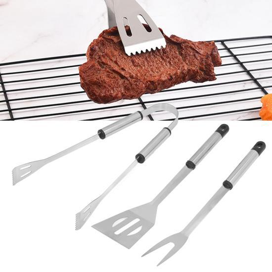 3pcs/set Stainless Steel Grilling Kit with Fork Shovel Clip Durable BBQ Grill Tools Set