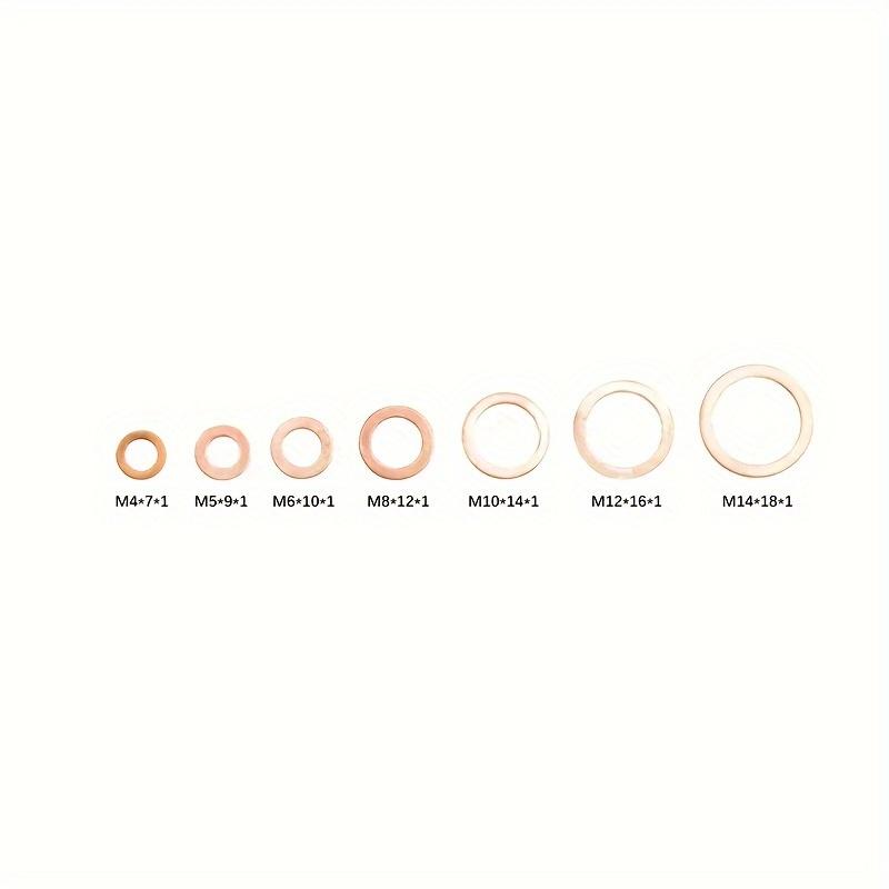 100pcs Copper Crush Washer Gasket Set Flat Ring Seal Assortment Kit