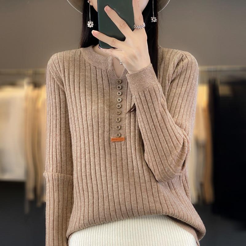 Spring Autumn and Winter Fashion Women's Sweater Temperament Pullover Round Neck Regular Sweater Women's Knitwear
