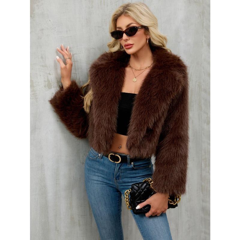 New Autumn and Winter Women's Plush Short Jacket Imitation Fur Jacket Suit Collar Jacket Outside