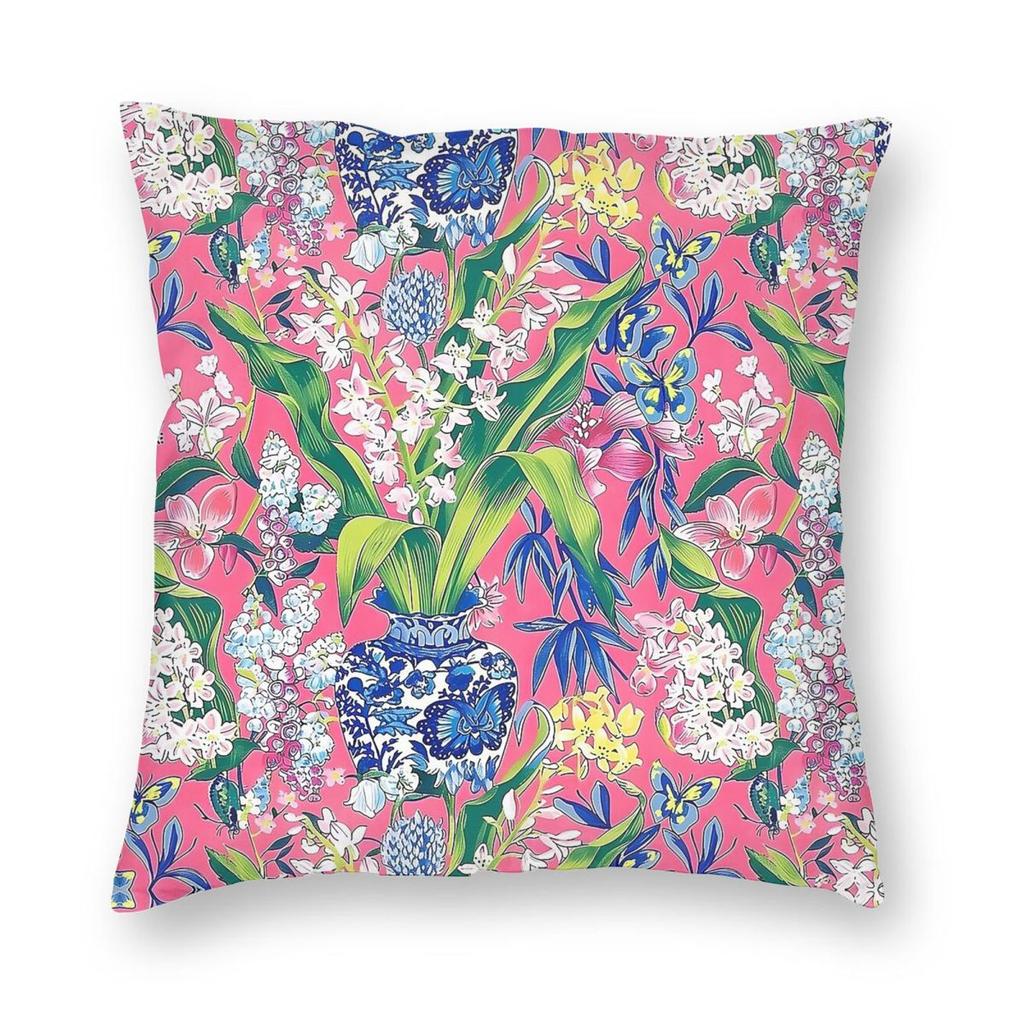Hyacint Butterflies Ginger Jar Square Pillowcase Polyester Linen Velvet Creative Zip Decorative Pillow Case Sofa Cushion Cover