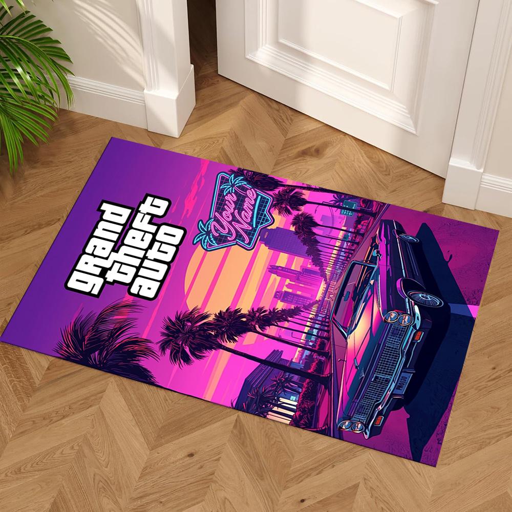 Grand Theft Auto Personalized Name Carpet Suitable for Decorate room Balcony Dining Room Game Room Anti-slip Rug Anime Office Decor