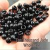 Large Hole Black Glass Imitation Jade Round Beads for DIY Jewelry