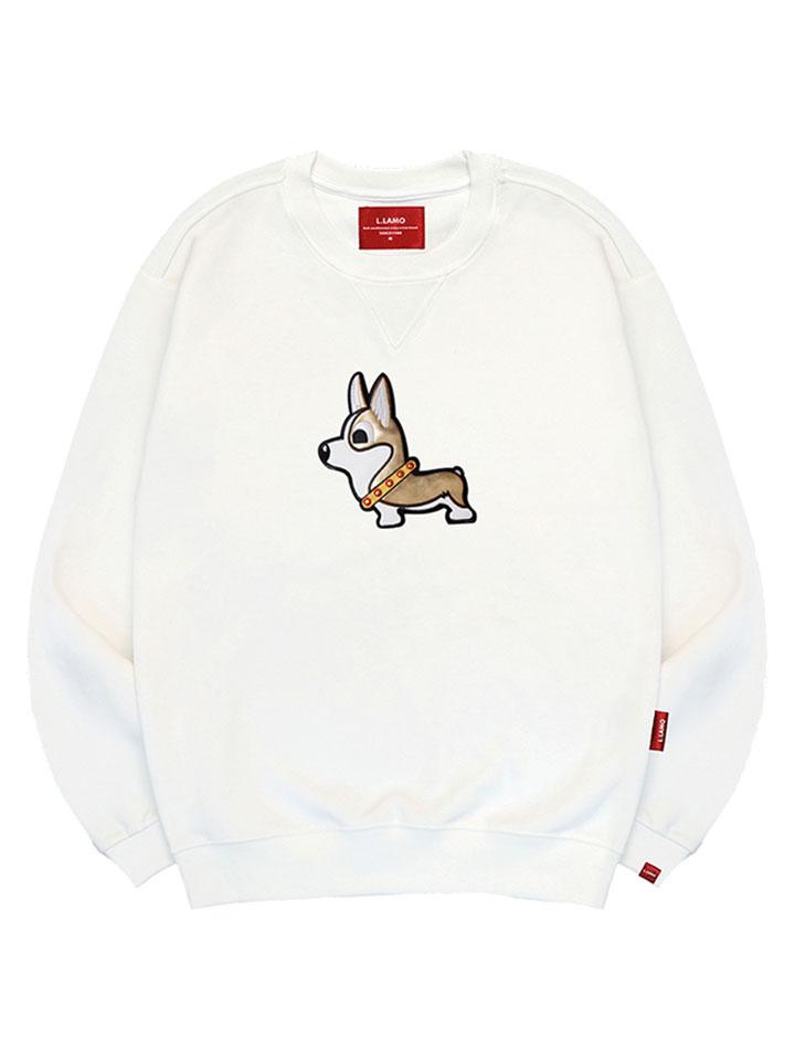 Ellamo Leather Corgi Patch Sweatshirt Unisex Big Size S~4Xl (B Type)