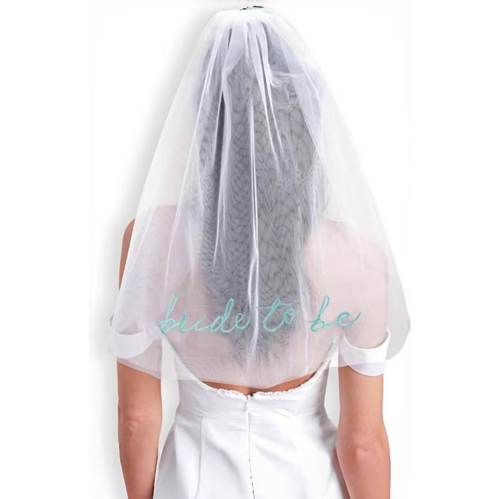 New Bridal Veil Shoulder Straps 2-Piece Embroidered Bride To Be A Wedding Stag Party Accessories