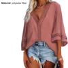 Blouse Solid Color Loose 4 Colors Women Hollow Out Lace Stitching Tops