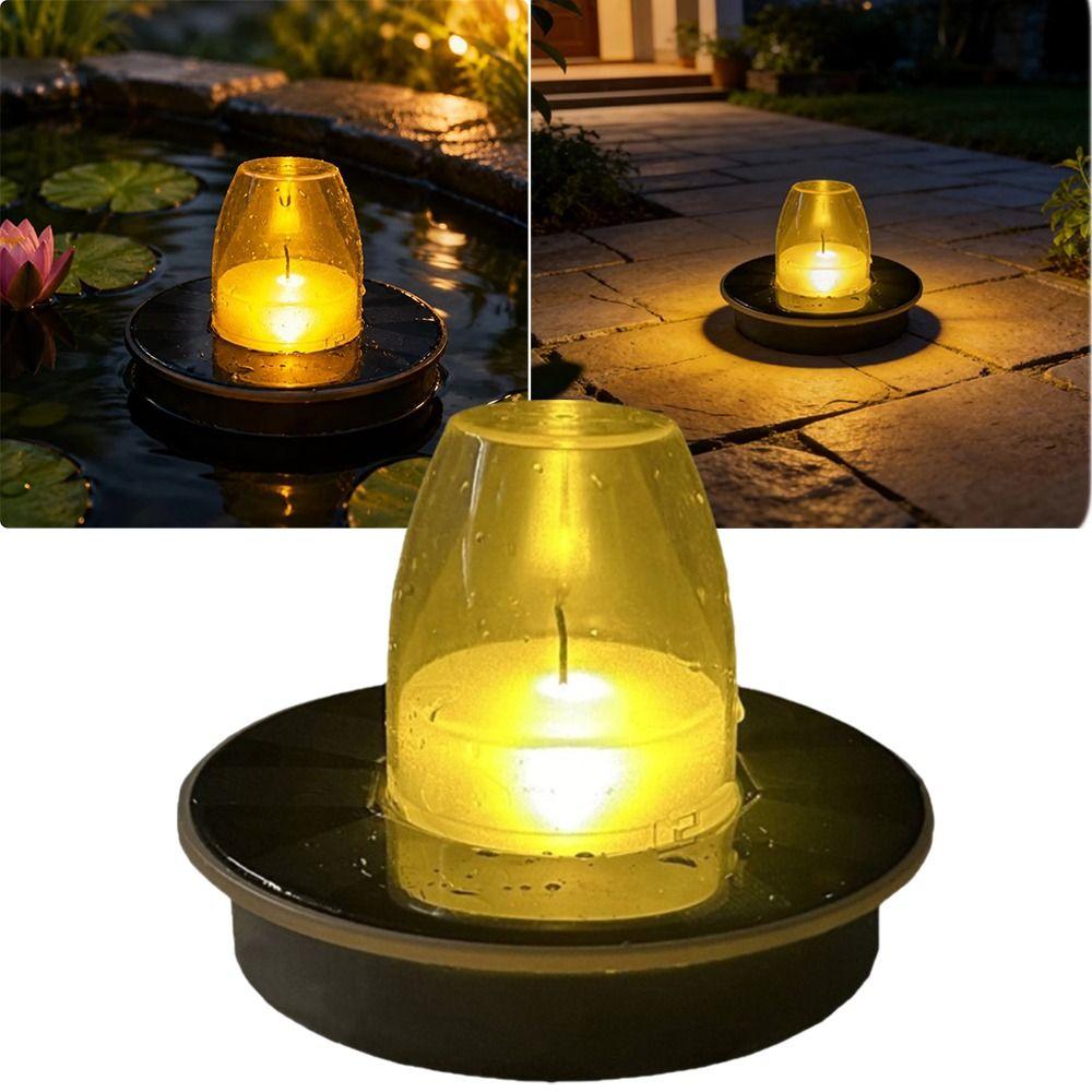 Waterproof Floating Candle Light Luminous Simulated Flame Buoyant Luminous Water Decor Amber Cover Buoyant