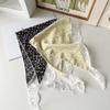 Spring Summer Floral Head Scarf with Decorative Lace Edge for Women Daily Wear Breathable Versatile Fashion Accessory