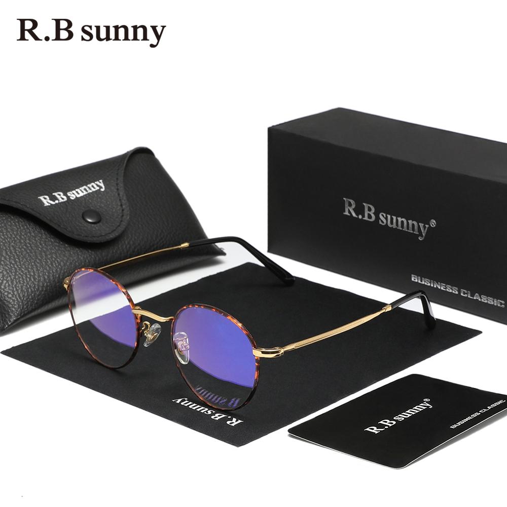 RBsunny Round Anti Blue Light Glasses Women Men Metal Thin Frame Eyeglasses Transparent Computer Blue Ray Blocking Glasse