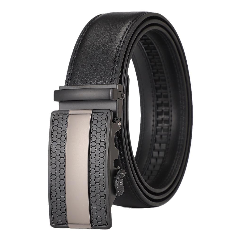 Men's Genuine Leather Automatic Buckle Belt - Cowhide Casual Waist Belt for Pants