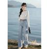 Women's High-Waist Blue Straight-Leg Jeans