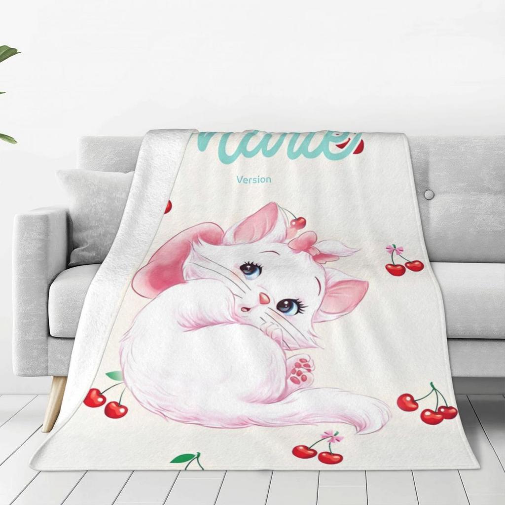 Marie Cat Blanket Warm Aesthetic Plush Throw Blanket For Bedroom Airplane Travel Flannel Bedspread Bed Cover
