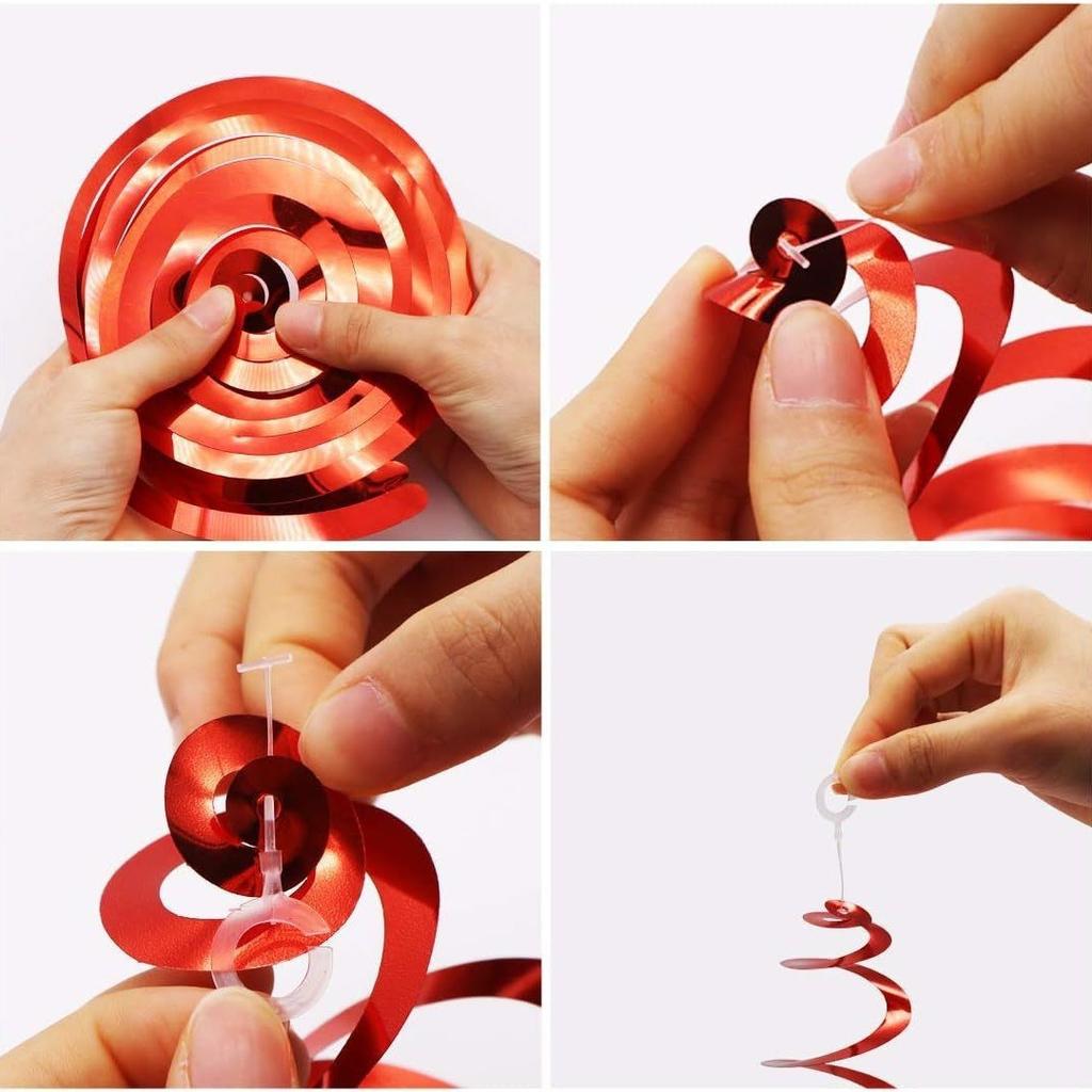 6 stk Spiralhengende Party Streamers Hengende Plast Streamer Spiralanheng Twin Tail Party Takfolie Swirl-dekorasjoner