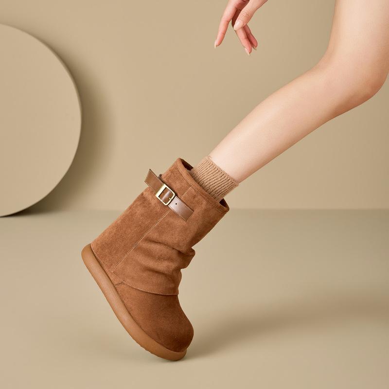 

Height-increasing thick-soled Birkenstocks cotton shoes and boots for women s new winter models, piled and thickened warm snow medium tube 39