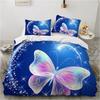 Floral Butterfly Duvet Cover Set, Watercolor Rose Flower Bedding Set, Soft Microfiber Quilt Cover Pillowcases
