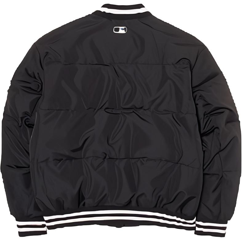 New MLB Varsity Front Cursive Rib Mid Short Down Jkt Baseball Jacket Unisex Black 3ADJV0346-50BKS