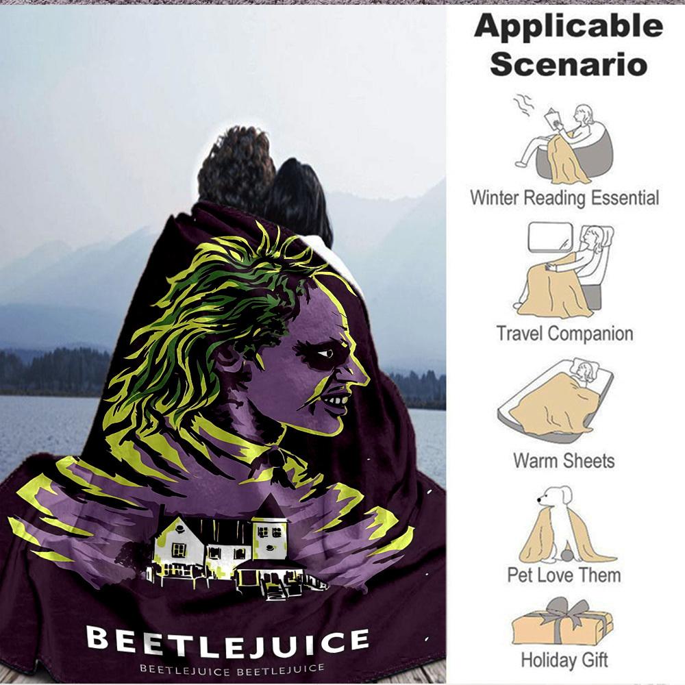 1pc BEETLEJUICE Blanket Lightweight Flannel Throw For Sofa, Bed, Travel, Camping, Livingroom, Office, Couch, Chair, And Bed