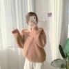 V-neck Imitation Mink Sweaters Women Thickened Knitted Pullovers Ladies Autumn Winter Warm Solid Loose Casual Jumpers