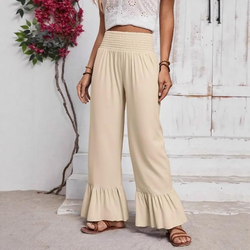 New Solid Color Bell-bottom Trousers High Waist Waist Loose Casual Pants for Women