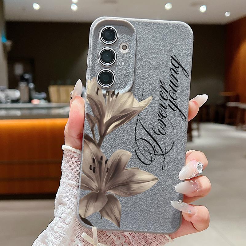 Luxury Flowers Print Case For Samsung S26 Ultra A57 A37 A17 A18 S25 S24 S23 S22 Ultra S21 FE A15 A35 A55 A16 A36 A56 5G Leather Texture Soft Cover