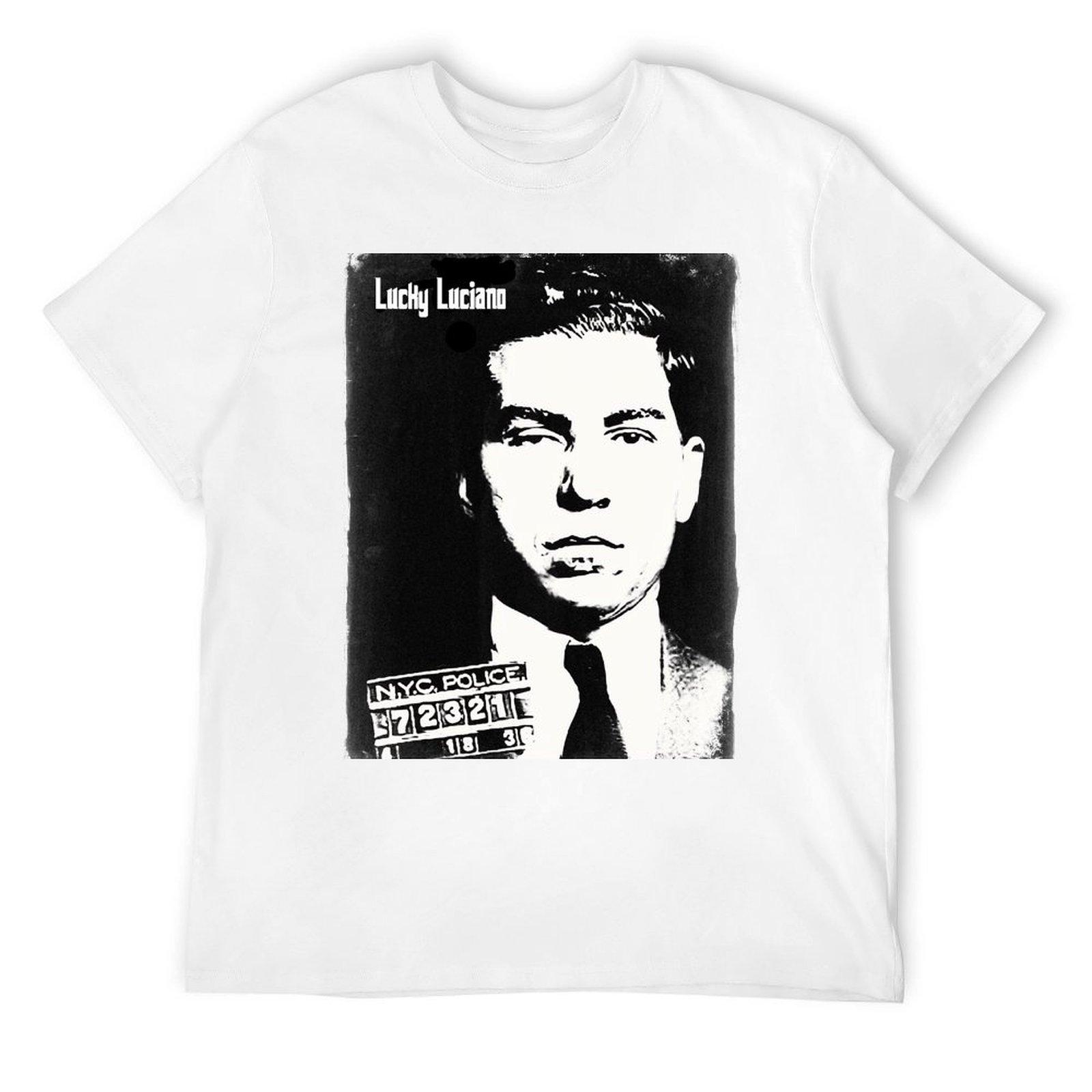 

Футболка Lucky Luciano Белая Версия графические футболки рэпера винтажная футболка с аниме летние топы мужская дизайнерская одежда S