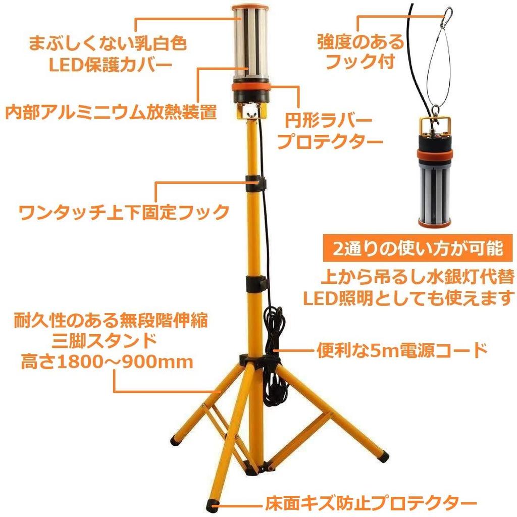 WithProject LED 45W Waterproof 5600lm Work Light Floodlight Construction Work Light 360 Degree Emission Tripod Stand Type