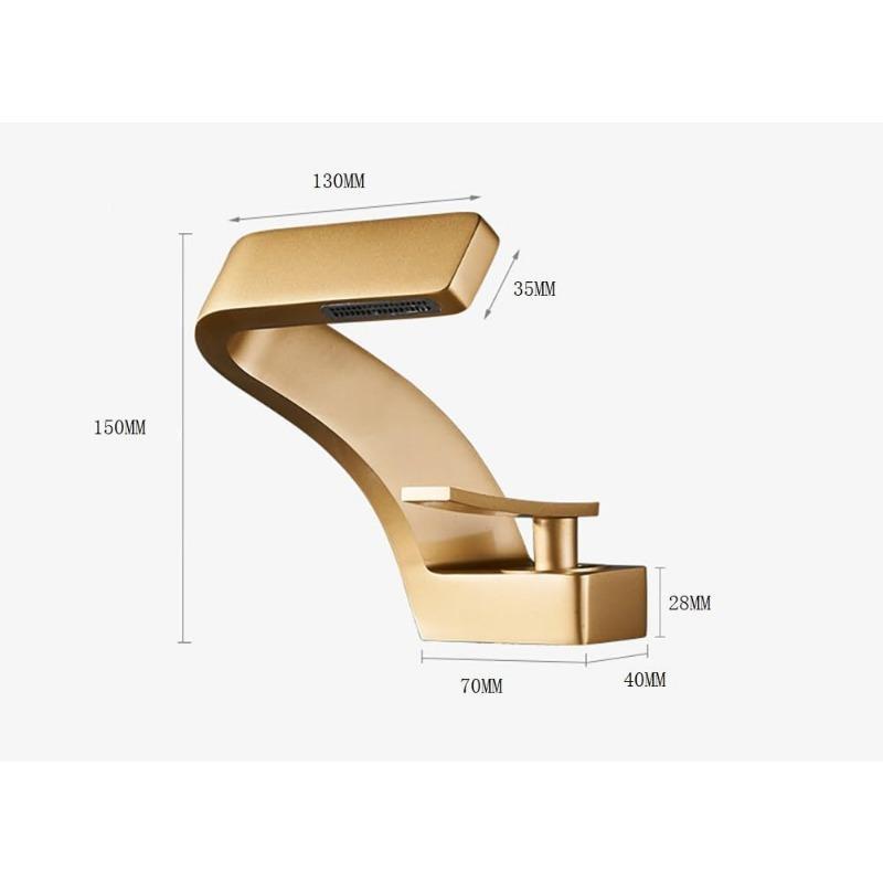 Waterfall Bathroom Sink Faucet, Modern Single Handle Hot and Cold Water Mixer Tap for Bathroom Restroom Vanity Lavatory