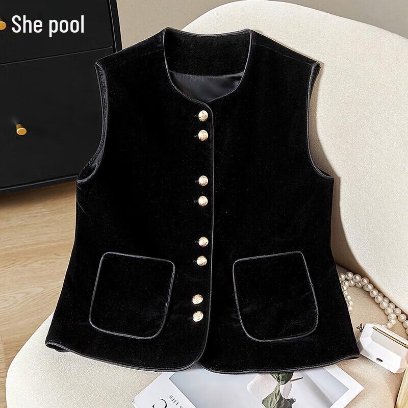 

Women s Retro Single-Breasted Round Neck Vest S
