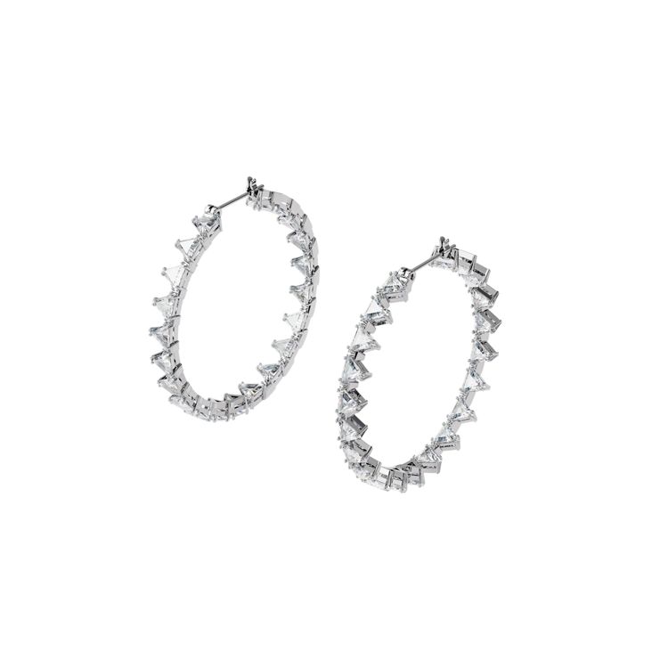Swarovski Millenia Triangle Cut Diamond Hoop Earrings Women earrings Silver 5602230 Box (Random Color)