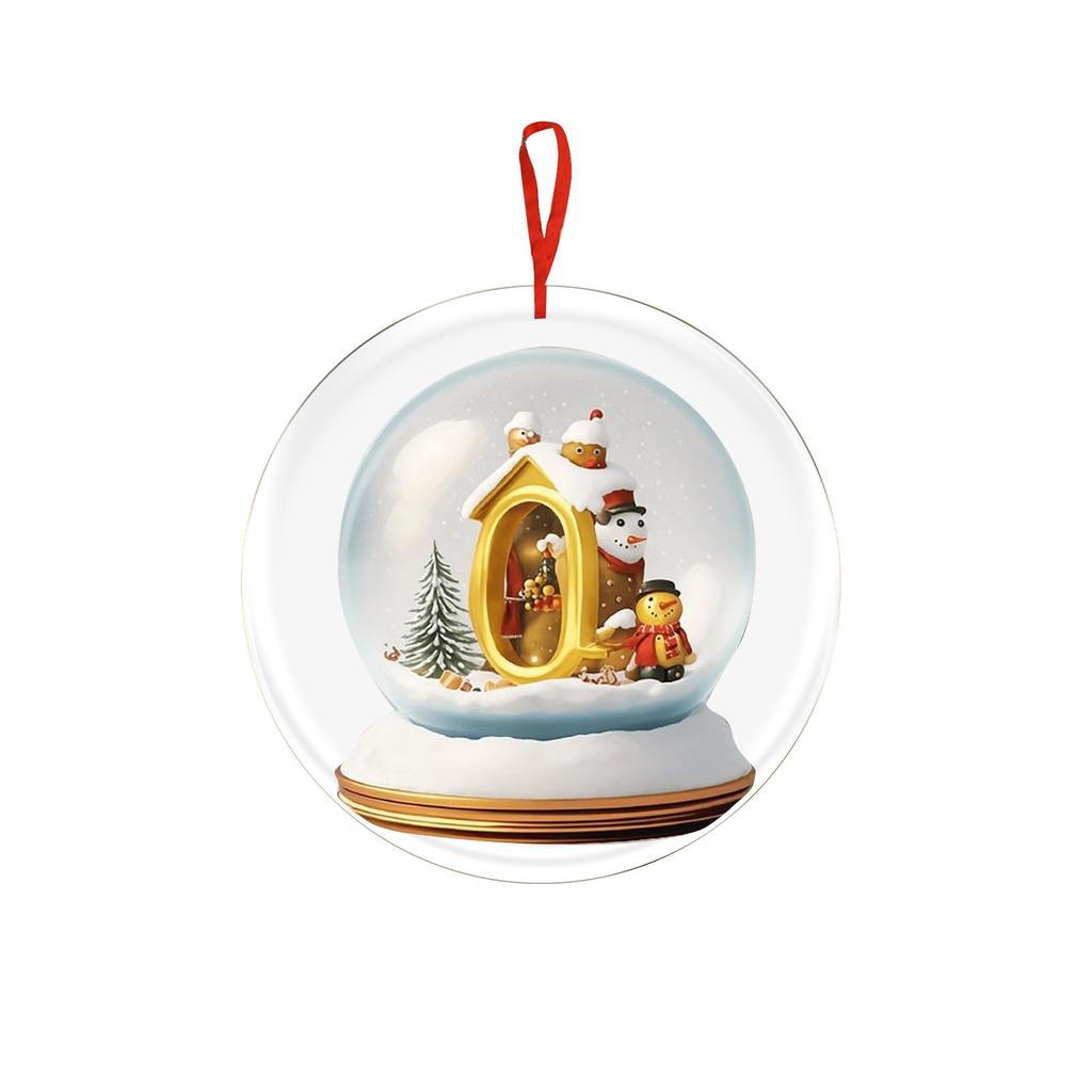 Christmas Ornament 2D 26 Letters Yellow Crystal Ball Acrylic Snowman Scene Festive Car Tree Hanging Decor Accessory