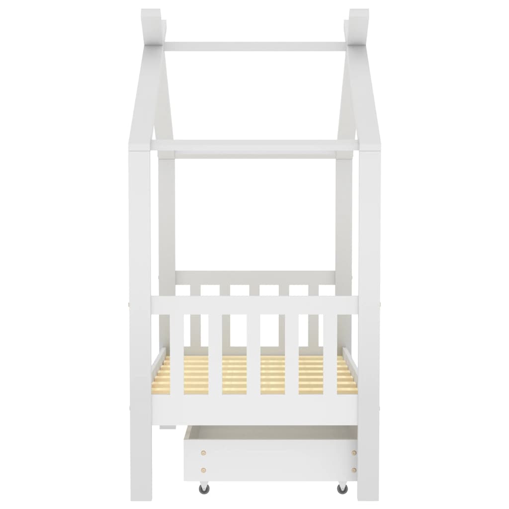 Vidaxl Children's Bed Frame with Drawer, White, Pine, 70X140 Cm