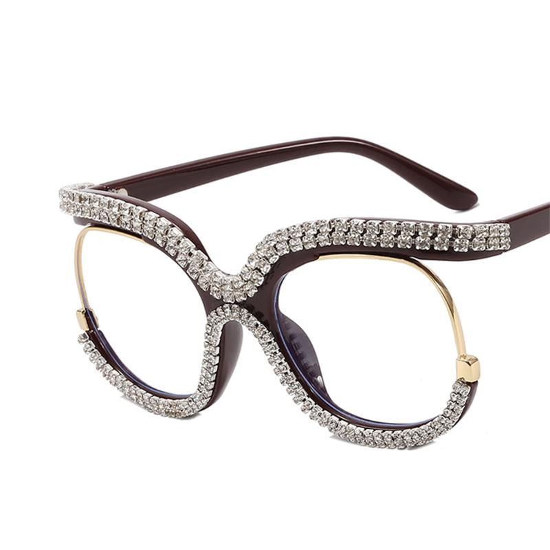 Ins Rainbow Crystal Frame Fashion Retro Round Anti Blue Ray Female Glasses Vintage Oversized Frame Eyewear Accessories