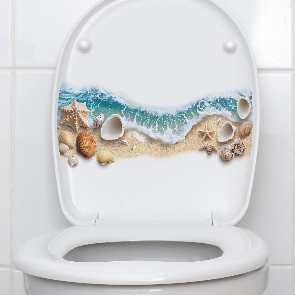 Sea Beach Exquisite Shell Toilet Bathroom Bathroom Decorative Wall Stickers