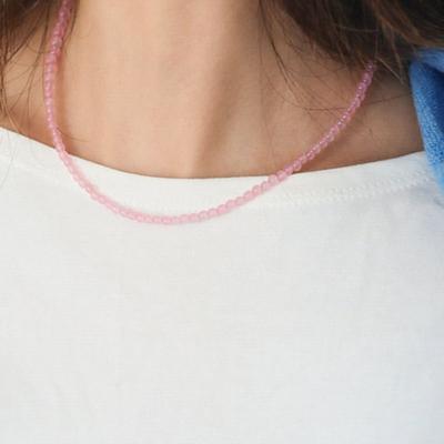Modernlike Silver 925 Pink Amethyst Gemstone Necklace 3mm