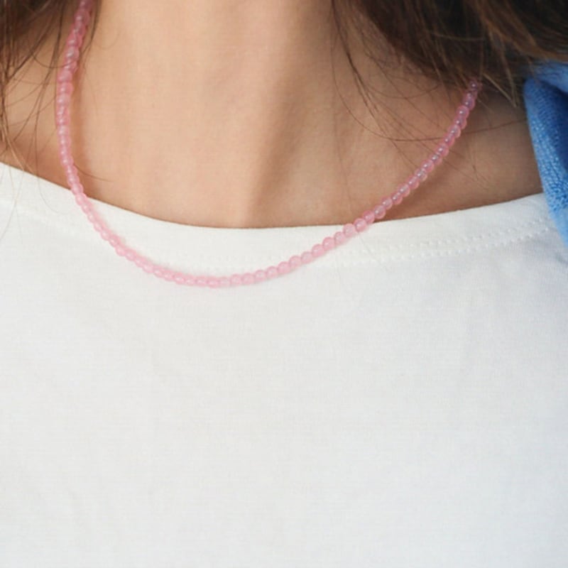 modernlike silver 925 pink amethyst gemstone necklace 3mm