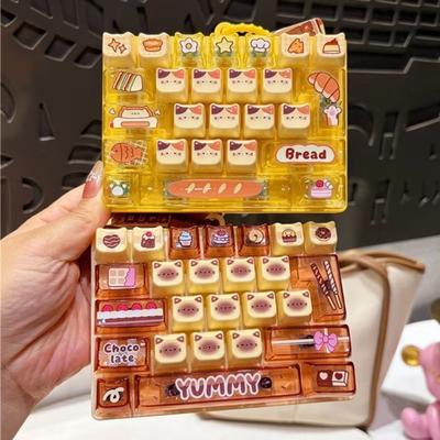 Transparent Dual-Tone Decompression Button Toy 26-Key Keyboard Keychain  Kids Bag Pendant