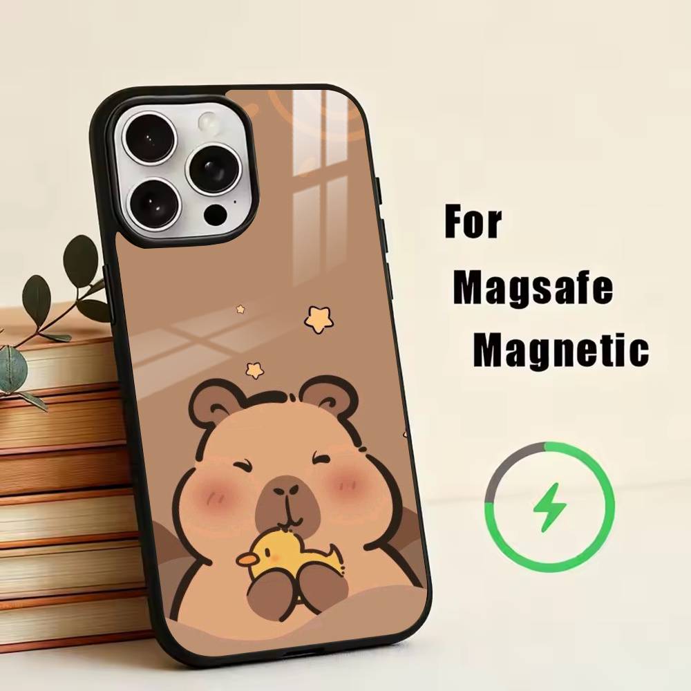 Cute K-Kawaii Capybara   Phone Case For iPhone17,16,15,14,13,12,11 Plus,Pro Magnetic with Magsafe Wireless Charging
