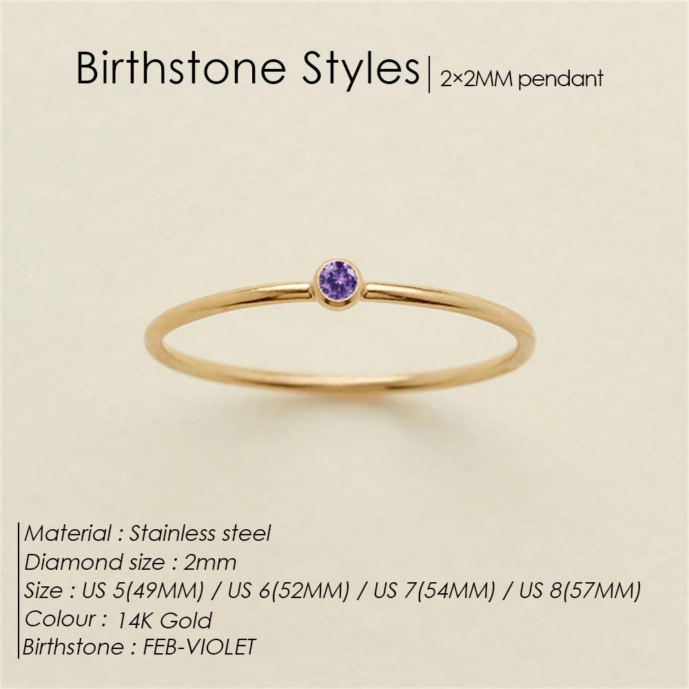 eManco Stainless Steel Birthstone Ring  Gold Color Simple Fashion Style For Women Festival Party Gift