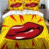 Pop Art Lip Decor Set Multiple Sizes Kid's And Adults' Bedroom Exquisite 3PC Bedding Set, Gift